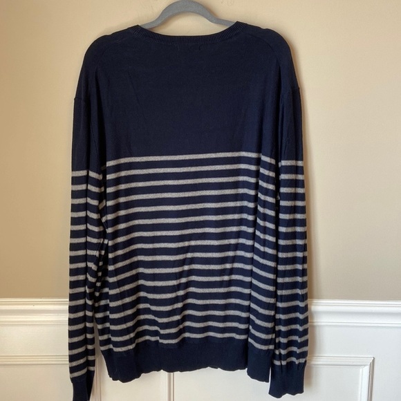Nwot Mens GAP Navy and Grey Stripe Sweater XXL - Picture 2 of 7
